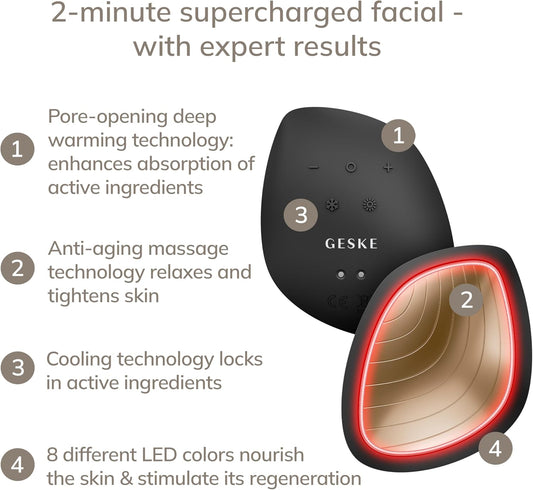 GESKE | SmartAppGuided⢠Sonic Warm & Cool Mask | 9 in 1 | Beauty LED Face Mask | Full LED Spectrum and Red Light Therapy | heat | Cooling | Increased uptake of facial care products | facial massager : Amazon.co.uk: Health & Personal Care