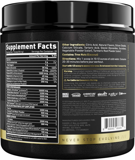 Kaged Pre Workout Powder Pre-Workout Elite | High Stimulant For Energy