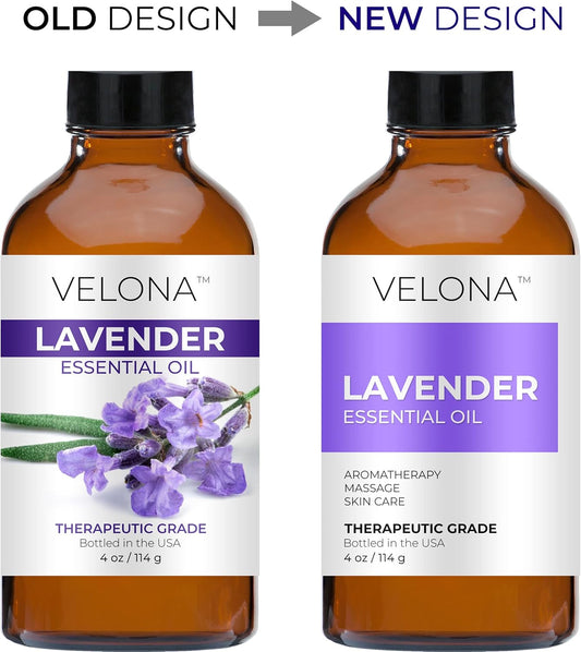 Velona Lavender Essential Oil By Velona - 4 Oz | Therapeutic Grade 100% Pure And Natural | For Aromatherapy Diffuser, Massage, Skincare, Haircare, Soapmaking