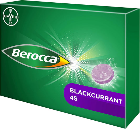 Berocca Vitamin C Effervescent Tablets - Including B Vitamins, Magnesium, Calcium & Zinc - Support Energy Release & Immune System - 45 Tablets - Blackcurrant Flavour