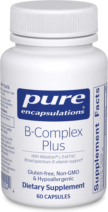 Pure Encapsulations B-Complex Plus - B Vitamins Supplement To Support Neurological Health, Cardiovascular Health, Energy Levels & Nervous System Support* - With Vitamin B12 & More - 60 Capsules