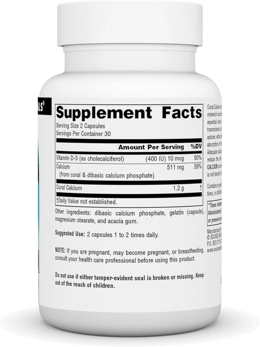 Source Naturals Coral Calcium 600 Mg, 60 Capsules