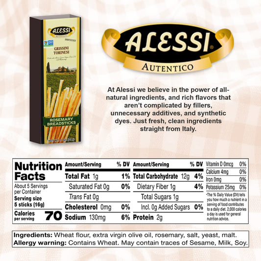 Vigo Alessi Rosemary Breadsticks Boxes - 3 Oz - 12 Pk