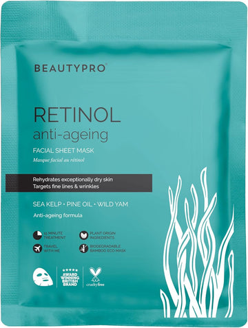 Beautypro Retinol Face Mask Anti Ageing Blemish Control Hydrating Organic Pine Oil & Wild Yam Natural Vegan Skincare 100% Plant Based Multi Award Winning Brand