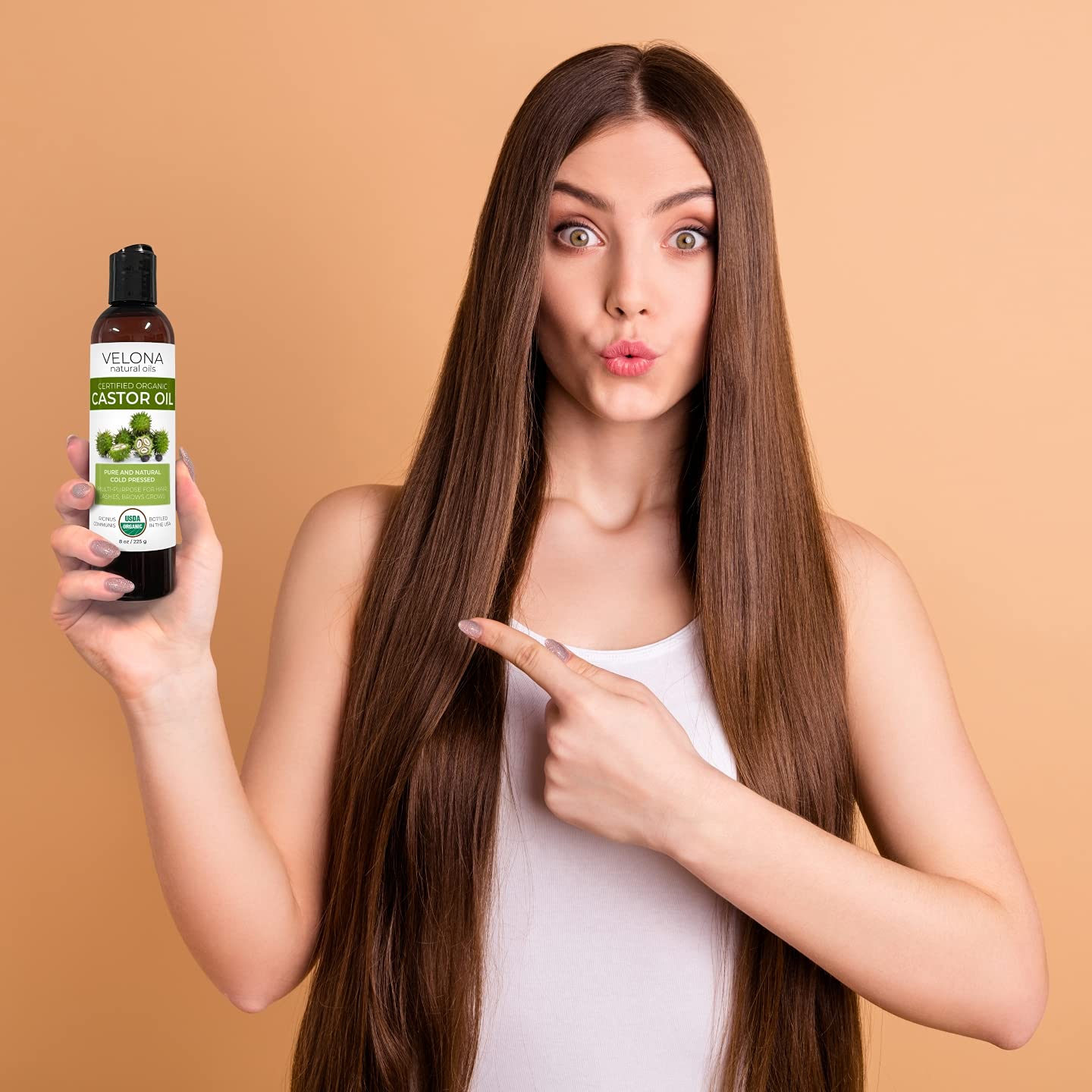 velona USDA Certified Organic Castor Oil - 1 Gallon / 128 Fl Oz | For Hair, Boost Eyelashes, Eyebrows | Cold pressed, Natural Oil, USP Grade | Hexane Free : Beauty & Personal Care