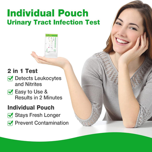 Easy@Home Urine Tract Infection Test: Uti Test Strips Individual Pouch For Women And Men Detects Leukocytes Nitrites - 2 In 1 Accurate Urinary Testing Kit For Home Use Tests 30 Count
