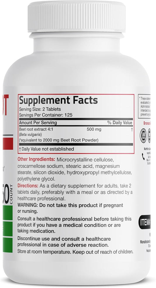 Bronson Beet Root Extra Strength, Non-Gmo, 250 Vegetarian Tablets
