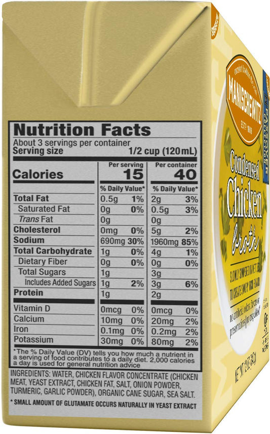Manischewitz Condensed Chicken Broth 12Oz (6 Pack), Flavorful, Kettle Cooked, Slowly Simmered