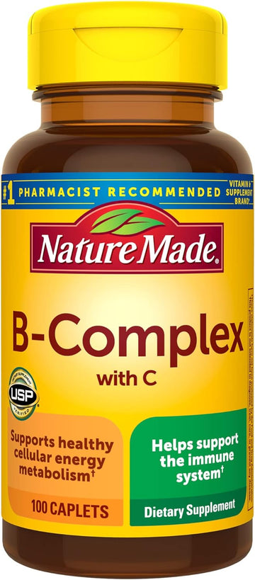 Nature Made B Complex With Vitamin C, Dietary Supplement For Immune System Support, 100 Caplets, 100 Day Supply