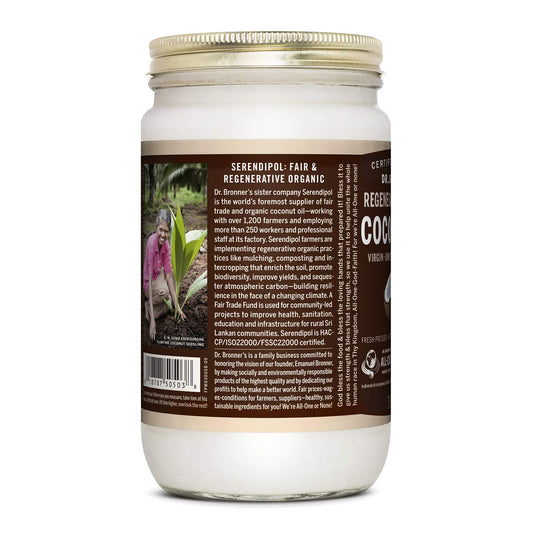 Dr. Bronner'S - Organic Virgin Coconut Oil (Whole Kernel, 30 Ounce) - Coconut Oil For Cooking, Baking, Hair And Body, Unrefined And Fresh-Pressed, Rich And Nutty Flavor, Fair Trade, Vegan, Non-Gmo