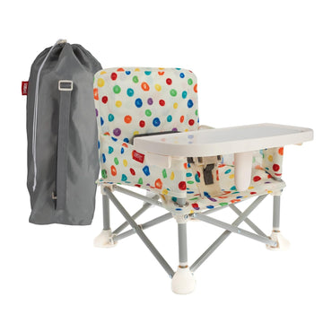 Nuby Pop-Up Booster Seat With Removable Tray - 6+ Months - Portable Booster Seat For Floor For Indoor/Outdoor Use - 3-Point Safety Adjustable Straps - Summer Travel Essentials - Fun Faces