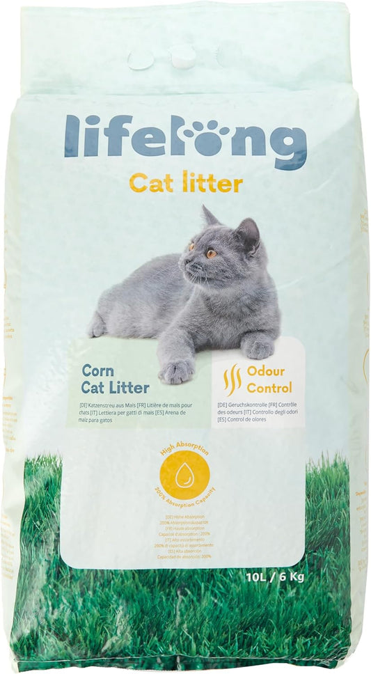 Amazon Brand - Lifelong Clumping Corn Cat Litter, Unscented, 10 L (Pack Of 1)5400606995864