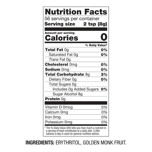 Betterbody Foods Golden Monk Fruit Sweetener Blend - Sugar Substitute, Zero Calorie, Keto Diet Friendly, Zero Net Carbs, Zero Glycemic, Baking, Extract, Sugar Replacement 1 Lb, 16 Oz