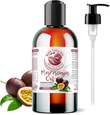 NEW Maracuja Oil (Passion Fruit). 8oz. Cold-pressed. Unrefined. Organic. 100% Pure. Non-GMO. Hexane-free. Fights Wrinkles. Softens Hair. Natural Moisturizer. For Hair, Skin, Beard, Stretch Marks