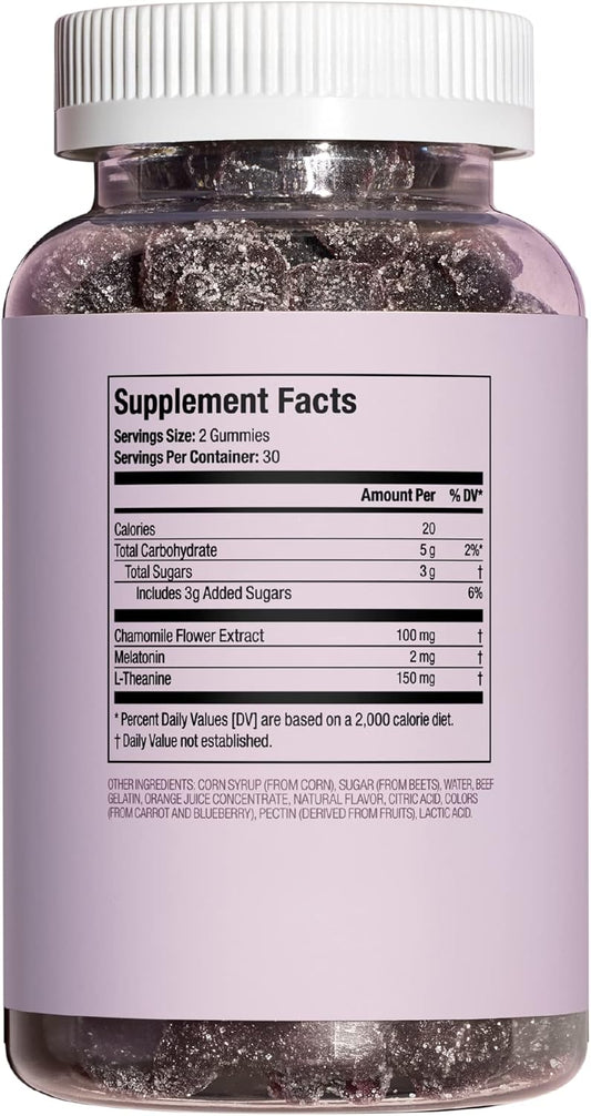 Hims & Hers Sleep Tight Melatonin Gummy Vitamins With Chamomile And L-Theanine, Gluten Free, Moonlit Pomegranate Berry Flavor, 60 Count