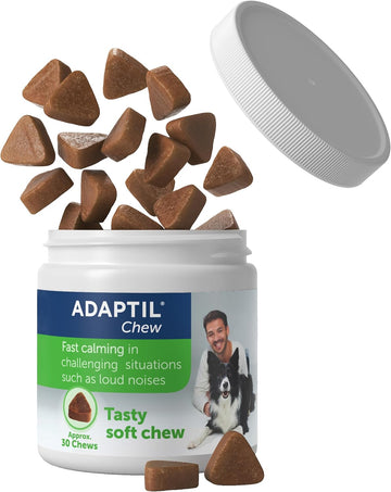 Adaptil Chew Calming Dog Treats | 30 Fast Acting Dog Calming Treats That Help Reduce Stress And Anxiety For Dogs | Tasty Chews Help In Challenging Situations Like Fireworks Thunderstorms And Travel