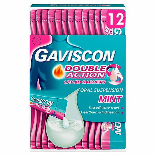 Gaviscon Heartburn Double Action Liquid Sachets X12