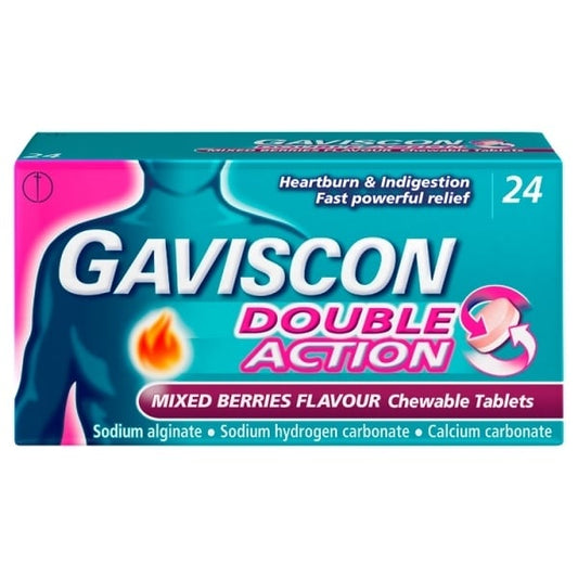 Gaviscon Heartburn Double Action Mixed Berry Tablets X24