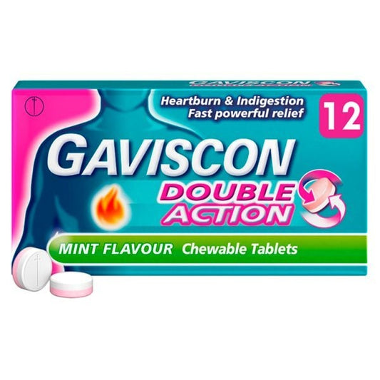 Gaviscon Double Action Tabs Heartburn Indigestion Mint 12S