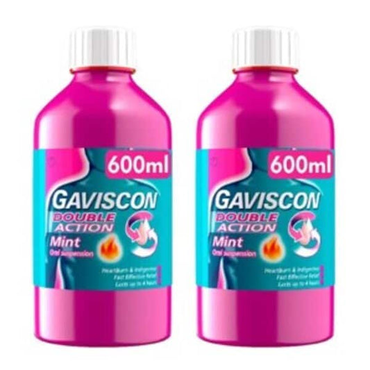 Gaviscon Heartburn Liquid Double Action Peppermint 600Ml X 2