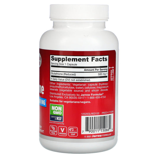 Jarrow Formulas, Glutathione Reduced, 500 Mg Veggie Caps