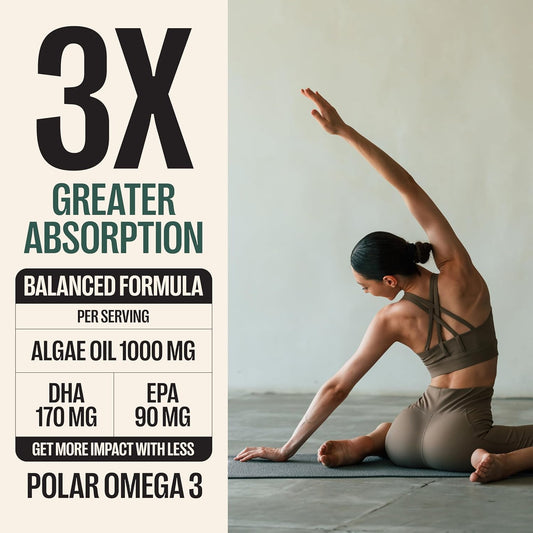 Orlo Omega 3 - Triple Strength Vegan Omega3S Supplement - Plant Based Dha & Epa Fatty Acids - Algae Omega-3 Oil - Krill Or Fish Oil Alternative (60 Mini Softgels)