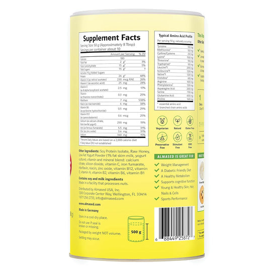 Almased Meal Replacement Shake - High Plant Base Protein Powder- Nutritional Weight Health Support Supplement - Original Flavor - 17.6 Oz (4 Pack)