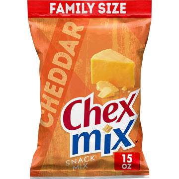 Chex Mix Snack Mix, Cheddar, Savory Snack Bag, Family Size, 15 Oz