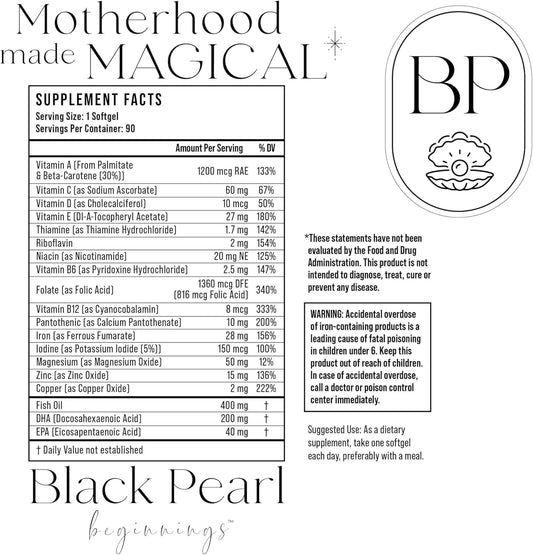 90 Supply 1 Pill A Day Prenatal Vitamins For Women Folic Acid Iron Vitamin A B C D Fish Oil Supplements 90 Soft Gels