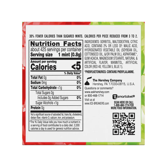 Ice Breakers Cherry Limeade Sugar Free Mints Tin, 1.5 Oz (Pack Of 8)