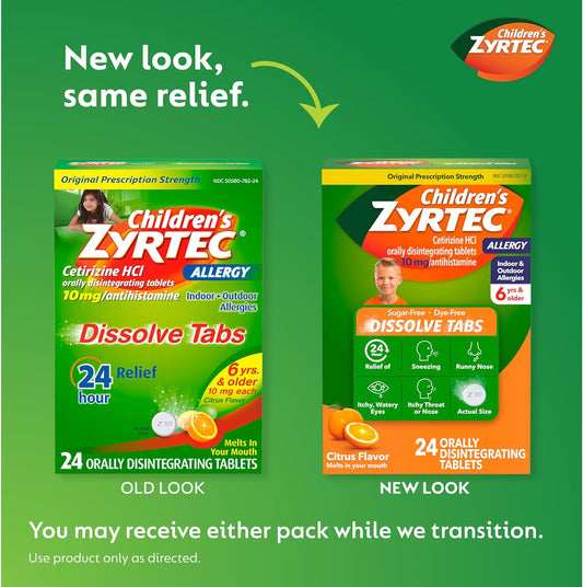 Zyrtec Children'S 24 Hr Dissolving Allergy Tablets, Cetirizine, Citrus Flavor, 24 Ct