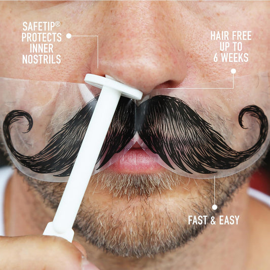 Nad's For Men Nose Waxing Kit, Nose Hair Removal, Nose Wax, Wax Kit Includes 30g Hard Wax, 4 Moustache Protectors, 6 Applicators, 3 Spatulas, 3 Post Wax Wipes