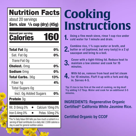 Lundberg Family Farms Organic Jasmine Rice, California White, 32 Ounce