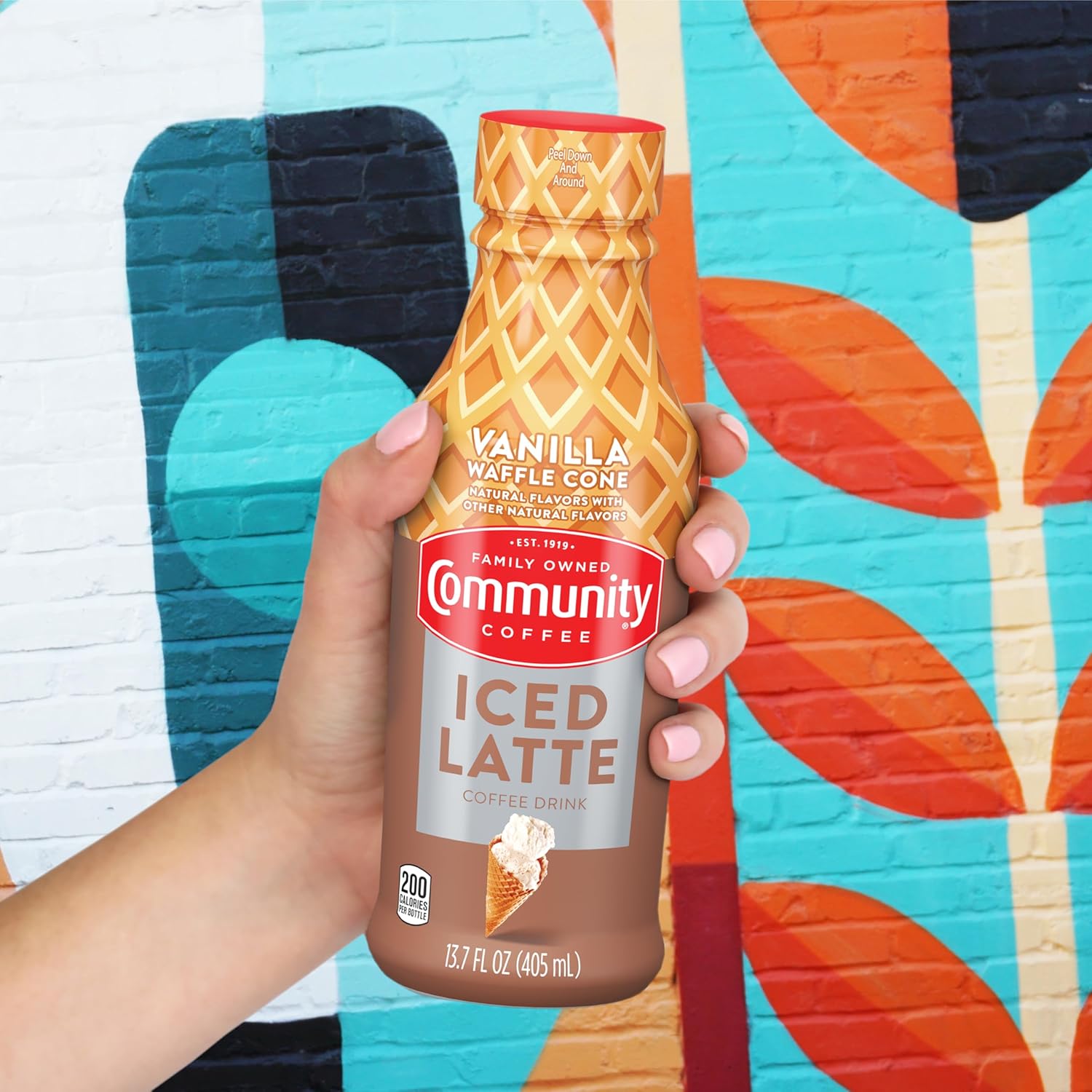 Community Coffee Iced Latte Coffee Drink, Vanilla Waffle Cone, Natural Flavors, 13.7 Fluid Ounce (Pack Of 12)
