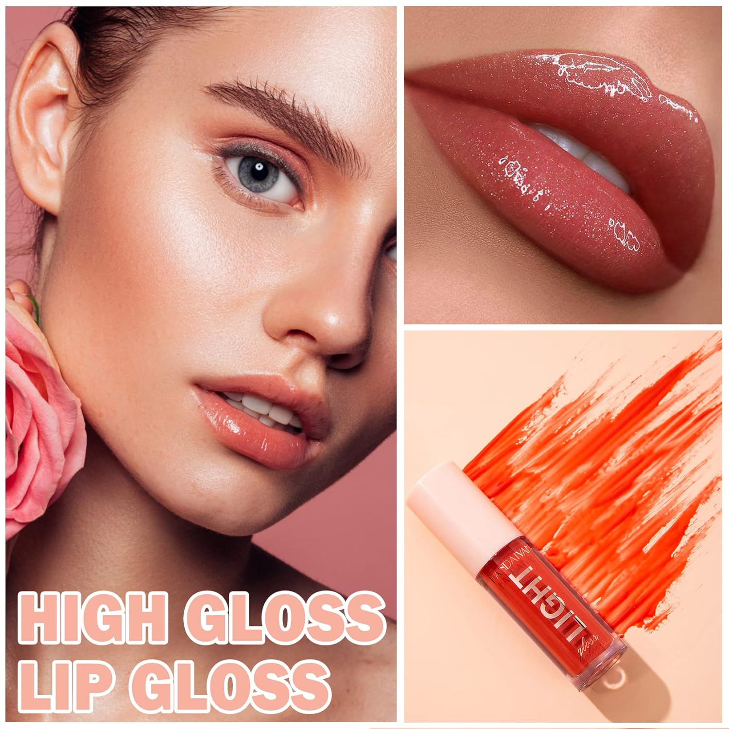 Cahiuyoa Light 6Pcs Lip Gloss Set,Nude Pink Lip Gloss Kit Shine Glossy And Moisturizing,Lip Plumping Pack Bulk Liquid Lipstick For Women Girls-Set A : Beauty & Personal Care