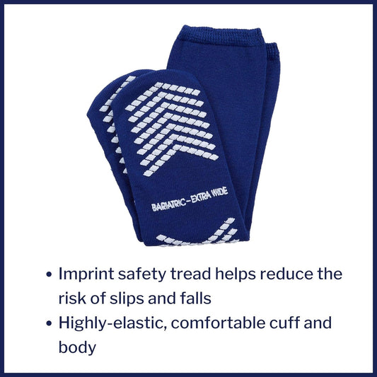 Mckesson Slipper Socks, Non-Slip Grip Socks, Royal Blue, Bariatric, Adult Shoe 10.5 To 11.5, Extra Wide, 1 Pair
