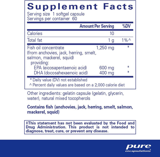 Pure Encapsulations O.N.E. Omega - Fish Oil Supplement For Heart Health, Joints, Skin, Eyes, And Cognition* - Fish Oil Concentrate With Epa And Dha