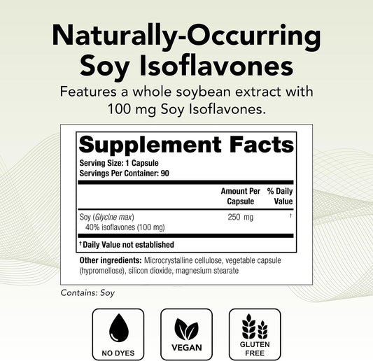 Theralogix Isorel Whole Soybean Extract Supplement - 90-Day Supply - Menopause Support To Aid Hot Flashes - Prostate Health Support For Men - Nsf Certified - 90 Capsules