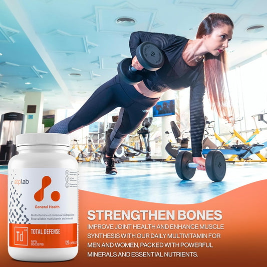Atp Lab Total Defense, 120 Caps 120-Day Supply - Multivitamin/Multimineral Supplement For Adults - Zinc & Vitamin D3 With B Vitamins (B1, B2, B3, B6, B12), Copper & Magnesium, Daily Wellness Support