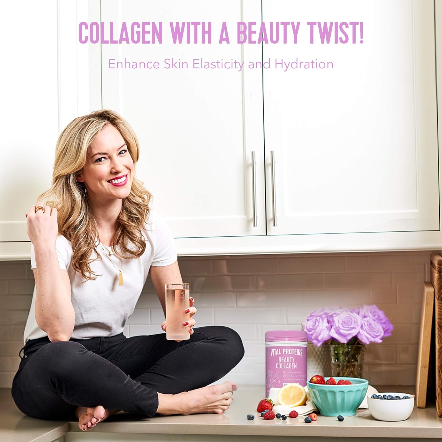 Vital Proteins Beauty Collagen Peptides Powder Supplement for Women, 120mg of Hyaluronic Acid - 15g of Collagen Per Serving - Enhance Skin Elasticity and Hydration - Lavender Lemon - 9oz Canister : Health & Household