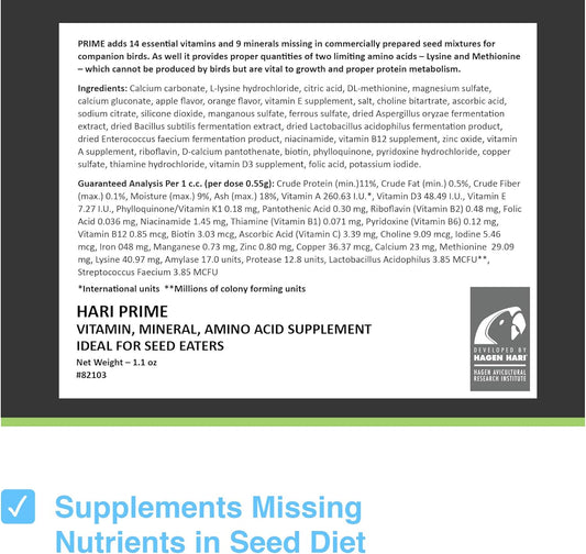 Hagen Hari Prime 30G Vitamin Mineral Amino Acid Supplement82103