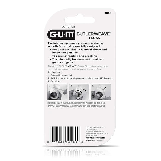 Gum Butlerweave Woven Dental Flos, Shred Resistant Waxed Floss, Mint Flavored, 1 Count