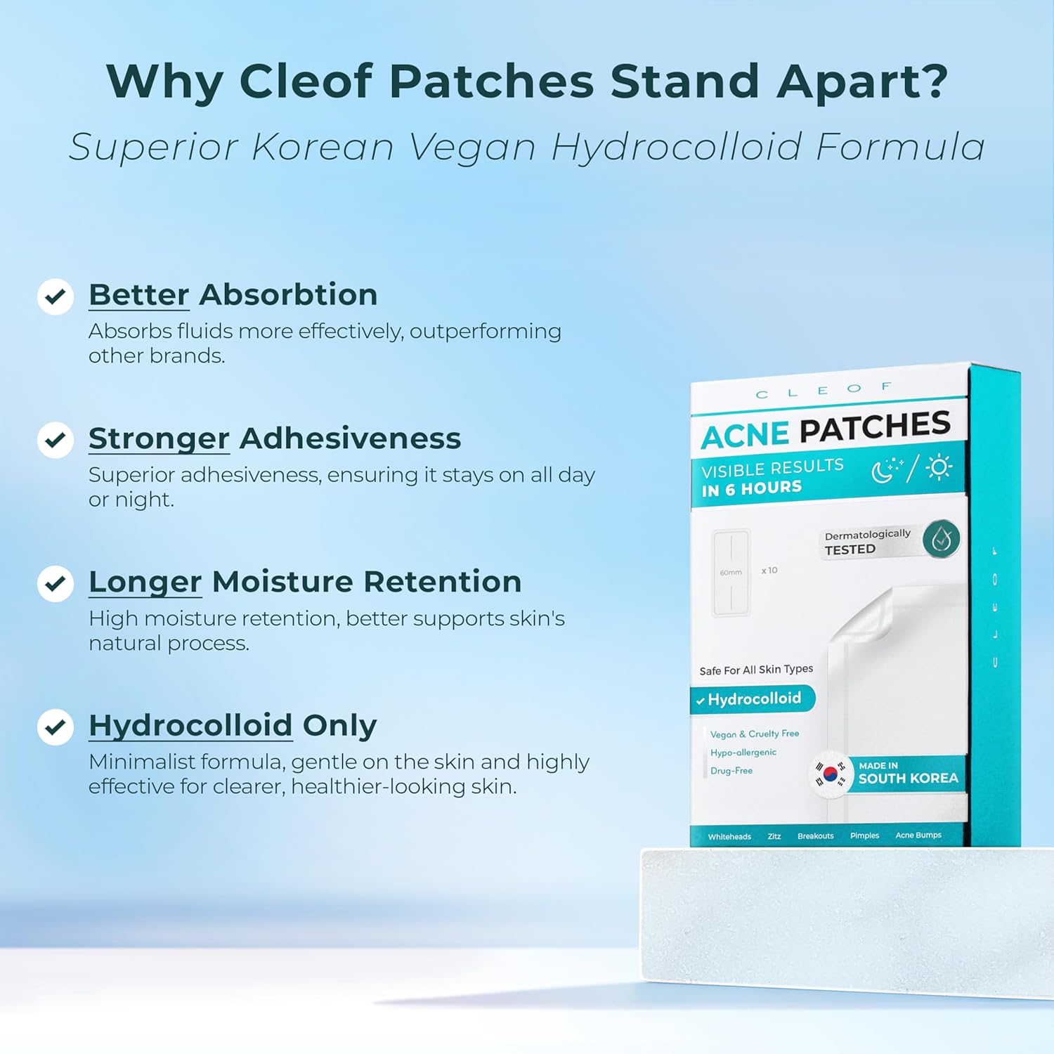 Hydrocolloid Pimple Patches (Made In Korea) Fsa/Hsa Eligible, Vegan, Hypoallergenic, Cruelty-Free | Acne Stickers, Overnight Treatment - For Zits, Spots, Pimples, Whiteheads (10 Count, Xl Patches) : Beauty & Personal Care