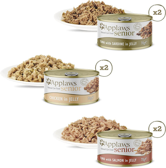 Applaws Complete Wet Cat Food For Senior Adult Cats, Tuna And Chicken Selection In Jelly Tin 6 X 70G1040Ne-Ac