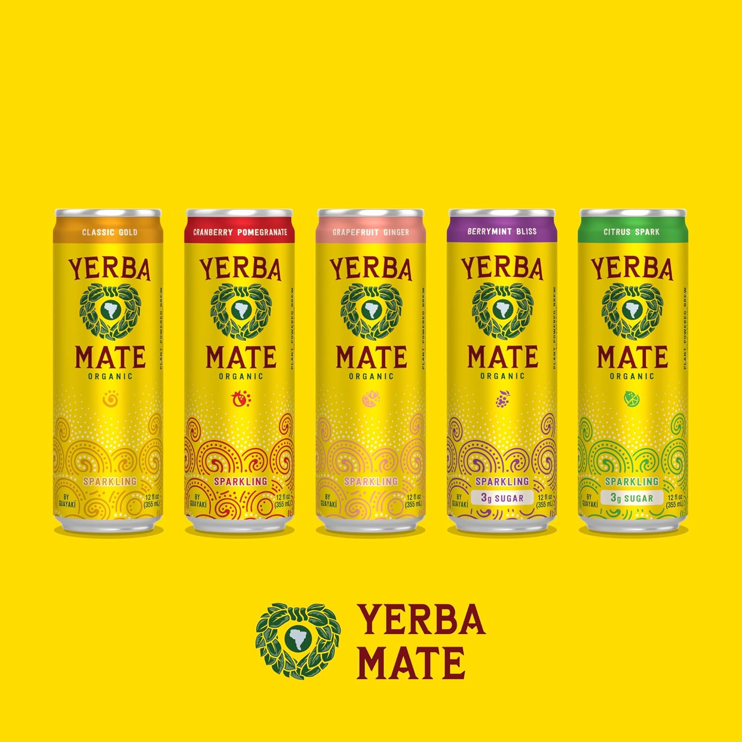 Guayakí Yerba Mate, Organic Sparkling Energy Drink Alternative, Citrus Spark, Low Sugar, 80Mg Natural Plant Based Caffeine, Smooth Energy & Focus, Carbonated, 15.5 Oz (Pack Of 12) (Packaging May Vary)
