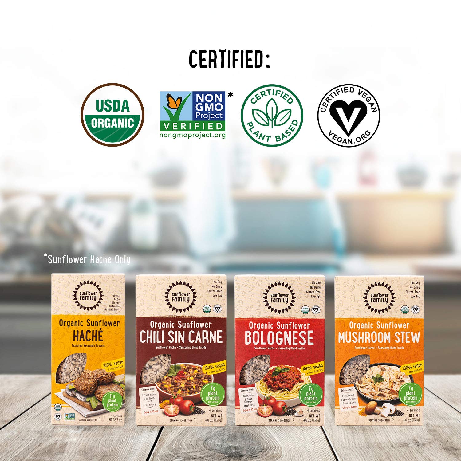 SunflowerFamily Organic Sunflower Haché - 2.7 oz - 10g Protein - Plant Based Meat Substitute - Vegetarian, Vegan, Certified USDA Organic, Non-GMO, Sunflower Mince : Grocery & Gourmet Food