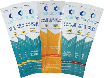 Niro Assortment | Liquid Iv Hydration Multiplier | Strawberry, Lemon Lime, Tangerine Liquid Iv Variety Pack | Electrolyte Drink Mix | 8 Single Serve Packets