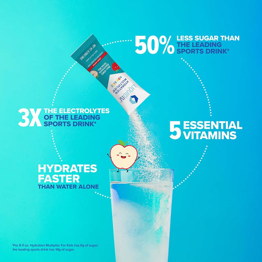Liquid I.V. Hydration Multiplier Kids - Crisp Apple - Hydration Powder Packets | Electrolyte Powder Drink Mix | Easy Open Single-Serving Servings | Non-Gmo | 1 Pack (16 Servings)