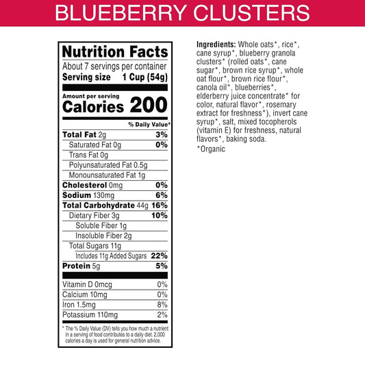 Kashi Breakfast Cereal, Organic, Whole Grain, Blueberry Clusters, 17.2Oz Box (1 Box)