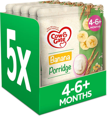Cow & Gate Banana Porridge Baby Food Cereal, 4-6+ Months, 125G (Pack Of 5)